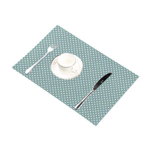 Silver blue polka dots Placemat 12’’ x 18’’ (Set of 4)
