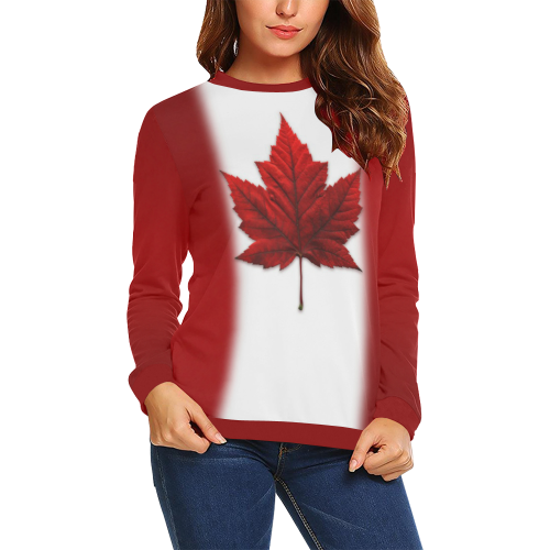 Canada Flag Shirts Womens' Sweatshirts All Over Print Crewneck Sweatshirt for Women (Model H18)