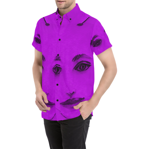 Magenta Face Short Sleeve Shirt Men's All Over Print Short Sleeve Shirt (Model T53)