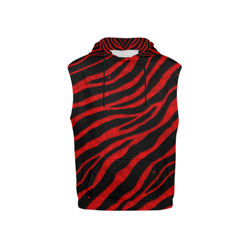 Ripped SpaceTime Stripes - Red All Over Print Sleeveless Hoodie for Kid (Model H15)