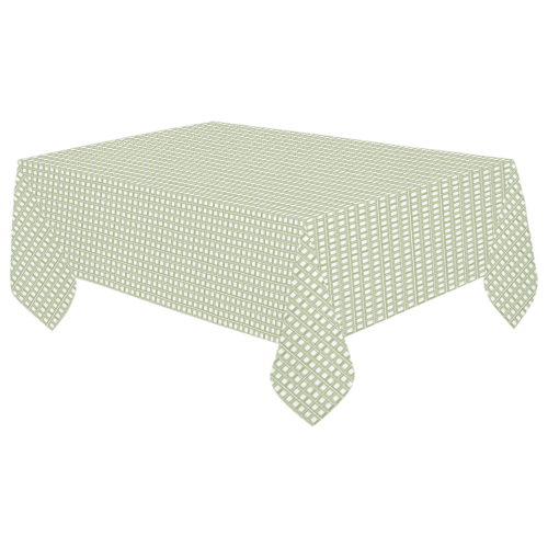 Green White Checks Mod Cotton Linen Tablecloth 60"x 104"