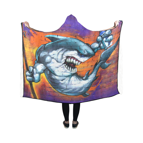 Graffiti Shark Hooded Blanket 50''x40''