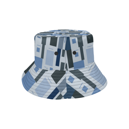 Abstract Blue Squares All Over Print Bucket Hat