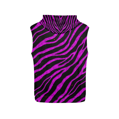 Ripped SpaceTime Stripes - Pink All Over Print Sleeveless Hoodie for Women (Model H15)
