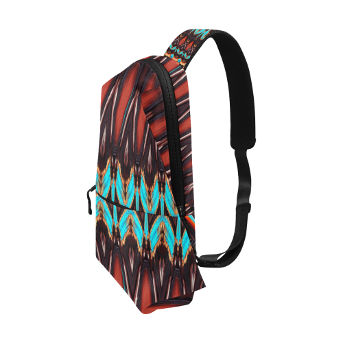 K172 Wood and Turquoise Abstract Chest Bag (Model 1678)