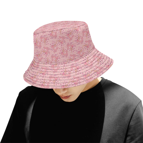 Cat with Violin Pattern All Over Print Bucket Hat for Men
