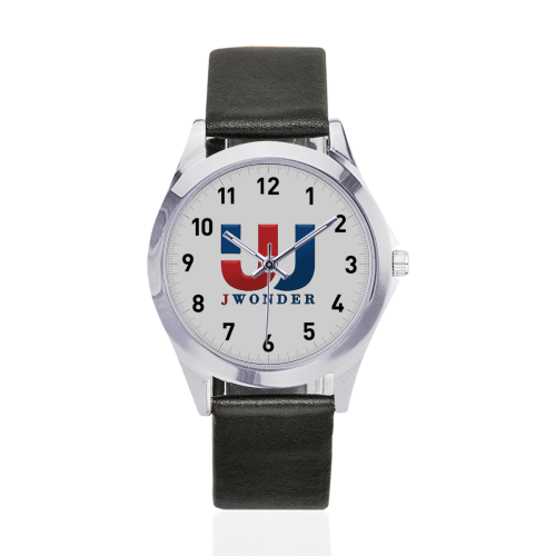 jw (2) Unisex Silver-Tone Round Leather Watch (Model 216)