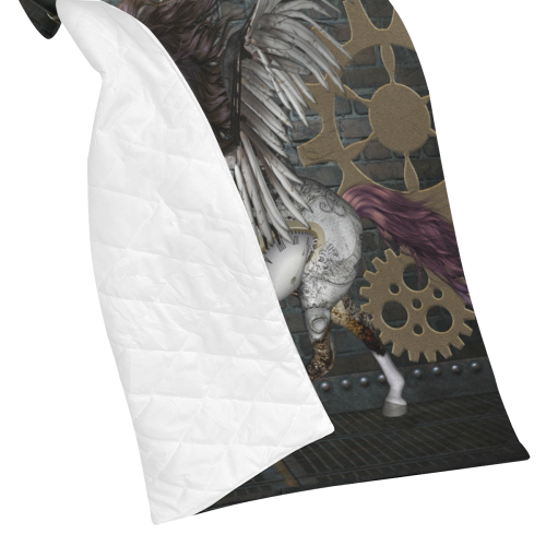 Steampunk, awesome steampunk horse with wings Quilt 70"x80"