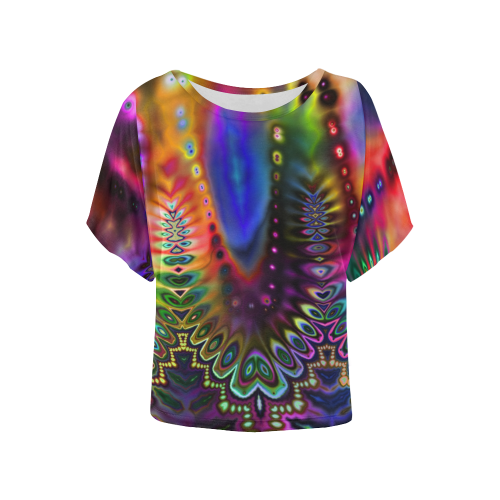 Melting Rainbows Women's Batwing-Sleeved Blouse T shirt (Model T44)