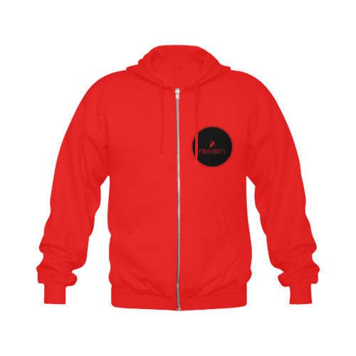 Men's Red & Black Tool Print Full Zip Hoodie Gildan Full Zip Hooded Sweatshirt (Model H02)