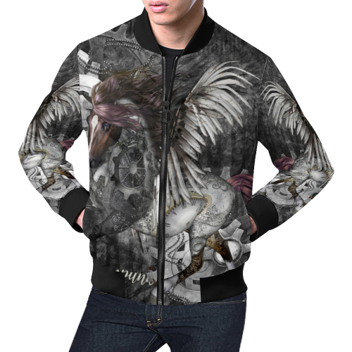 Aweswome steampunk horse with wings All Over Print Bomber Jacket for Men (Model H19)