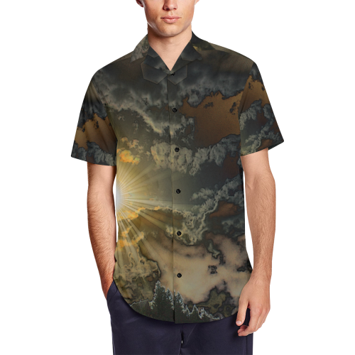 sun break Men's Short Sleeve Shirt with Lapel Collar (Model T54)