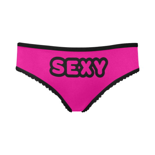 Sexy Front Black And Hot Pink Women's All Over Print Girl Briefs (Model L14)