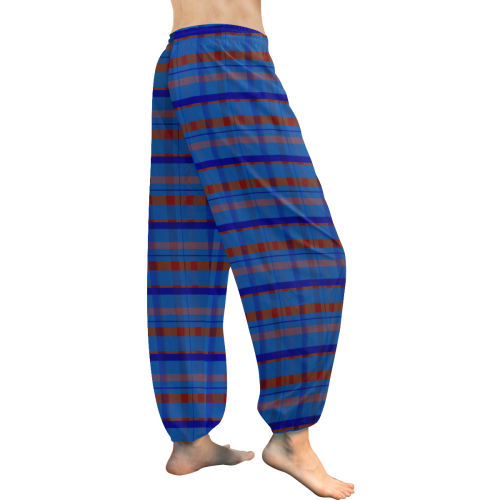 Royal Blue plaid style Women's All Over Print Harem Pants (Model L18)