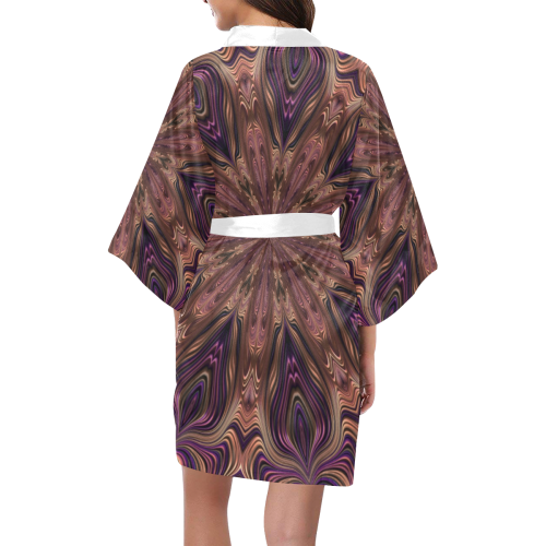 Pastel Satin Ribbons Fractal Mandala 7 Kimono Robe