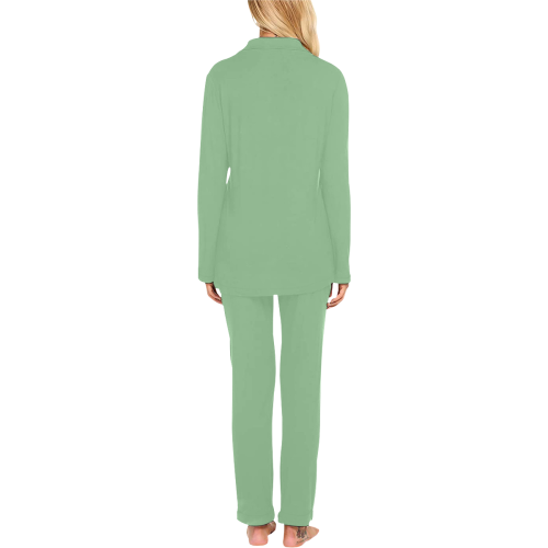 color dark sea green Women's Long Pajama Set