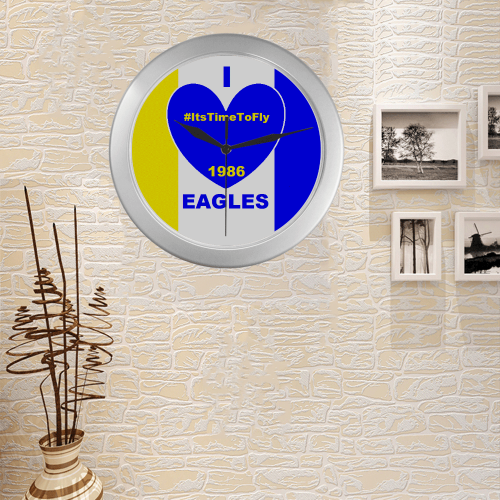 EAGLES- Silver Color Wall Clock