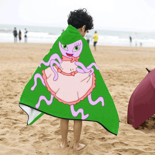 Octavia Octopus Green Kids' Hooded Bath Towels
