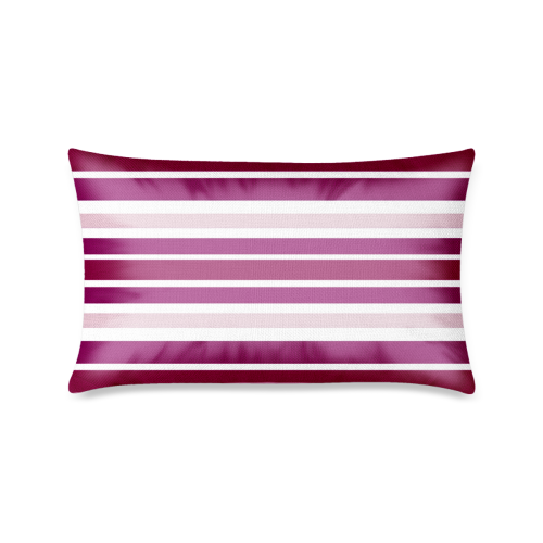 Plum Burgundy Stripes Custom Zippered Pillow Case 16"x24"(One Side Printing)