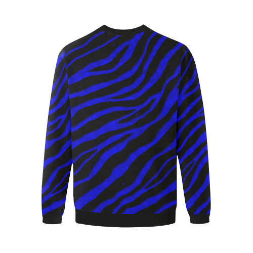 Ripped SpaceTime Stripes - Blue Men's Oversized Fleece Crew Sweatshirt/Large Size(Model H18)