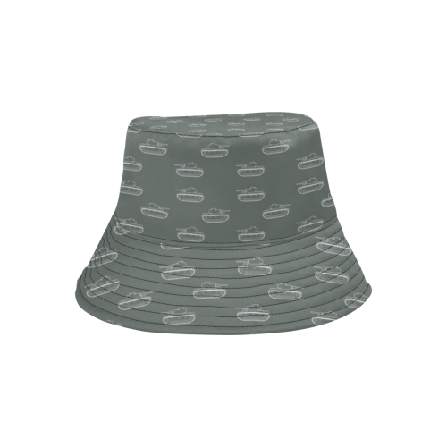 white military tank silhouette pattern on grey background All Over Print Bucket Hat
