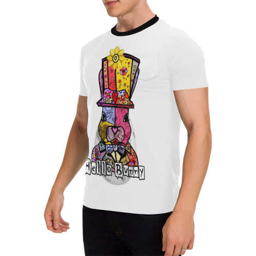 Bunny Popart by Nico Bielow Men's All Over Print T-Shirt with Chest Pocket (Model T56)