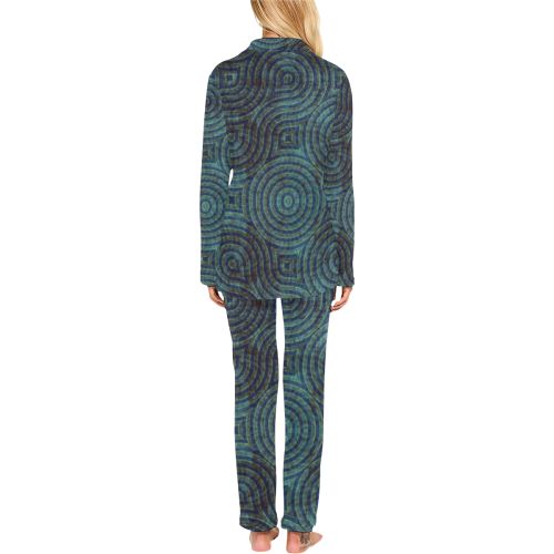 Mountain Spring Green Geometric Modern Style Women's Long Pajama Set