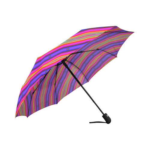 Bright Pink Purple Stripe Abstract Auto-Foldable Umbrella (Model U04)