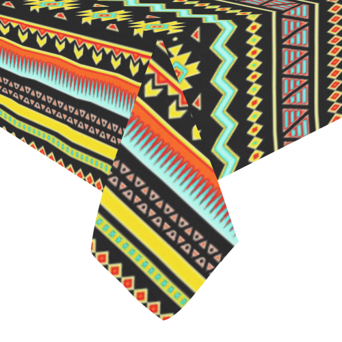 bright tribal Cotton Linen Tablecloth 60" x 90"