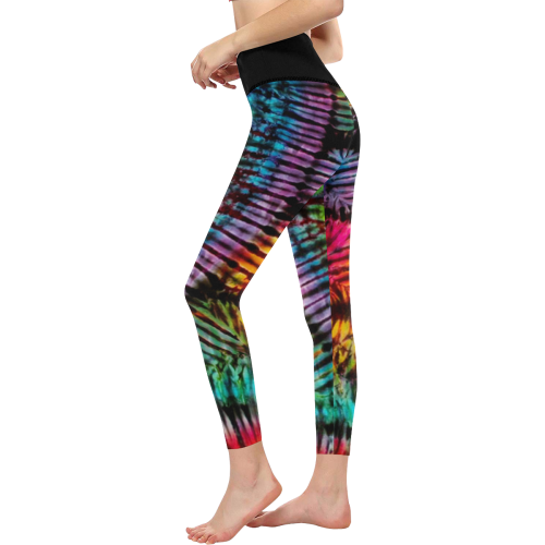 Rainbow Ladder Tie Dye Women's All Over Print High-Waisted Leggings (Model L36)
