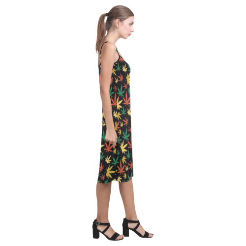 Cannabis Pattern Alcestis Slip Dress (Model D05)
