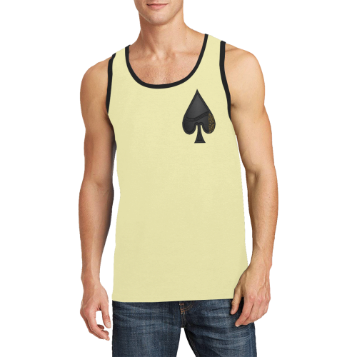Spade Las Vegas Symbol Playing Card Shape on Yellow Men's All Over Print Tank Top (Model T57)