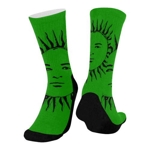 GOD Men Mid Socks Green & Black Mid-Calf Socks (Black Sole)