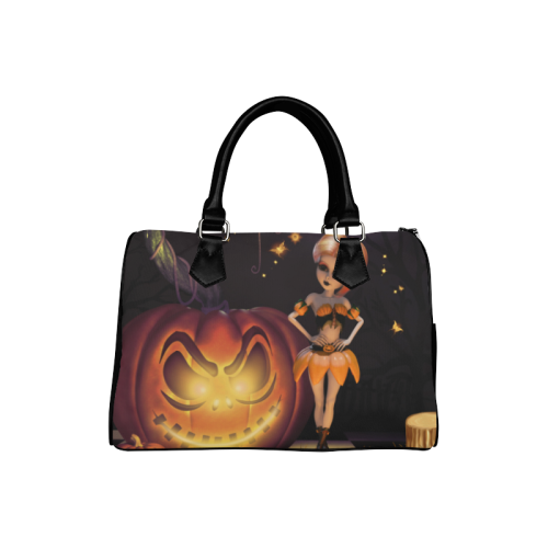 Halloween, girl with pumpkin Boston Handbag (Model 1621)