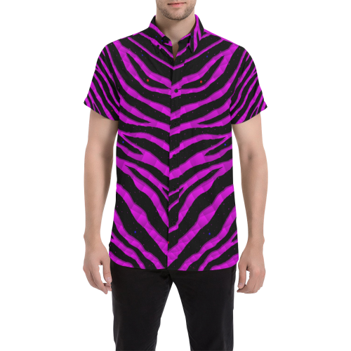 Ripped SpaceTime Stripes - Pink Men's All Over Print Short Sleeve Shirt/Large Size (Model T53)