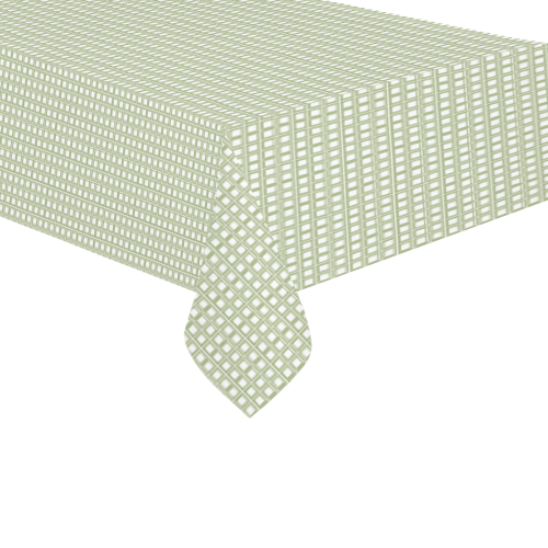 Green White Checks Mod Cotton Linen Tablecloth 60"x 104"