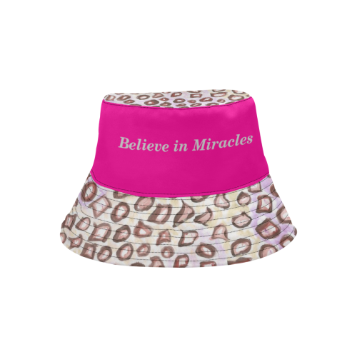 Leopard Skin and Cerise Hat with Miracles text All Over Print Bucket Hat