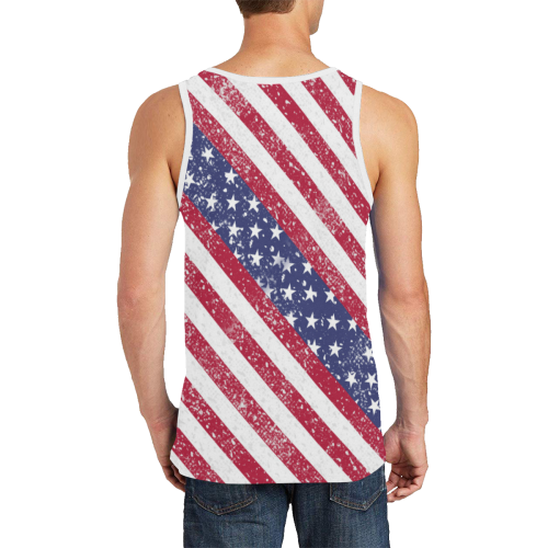 American Flag Distressed Diagonal Men's All Over Print Tank Top (Model T57)