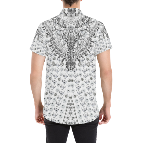 mille fleurs white chain oxidized round neck front Men's All Over Print Short Sleeve Shirt/Large Size (Model T53)