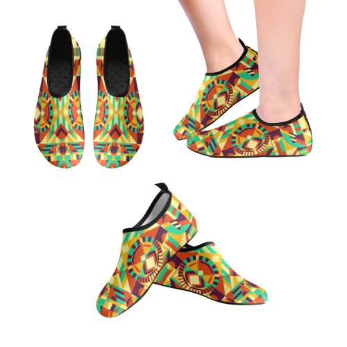 Modern Geometric Pattern Women's Slip-On Water Shoes (Model 056)
