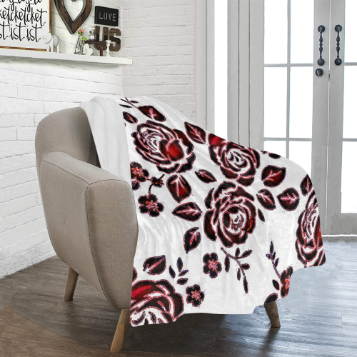 Jewel Red Roses Retro Ultra-Soft Micro Fleece Blanket 40"x50"