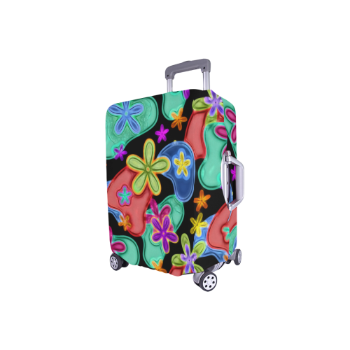 Colorful Retro Flowers Fractalius Pattern Luggage Cover/Small 18"-21"