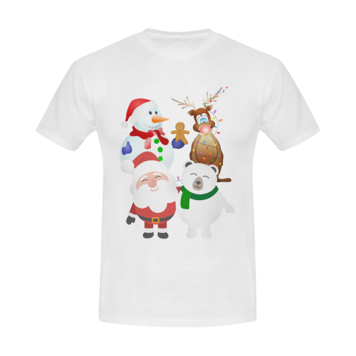 Christmas Gingerbread, Snowman, Santa Claus Men's T-Shirt in USA Size/Large (Front Printing Only)