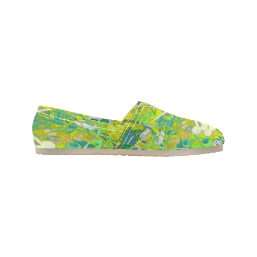 floral 1 abstract in green Women's Classic Canvas Slip-On (Model 1206)