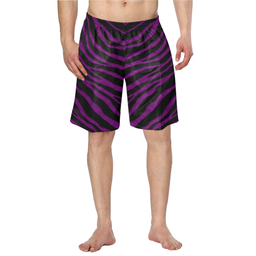 Ripped SpaceTime Stripes - Purple Men's Swim Trunk/Large Size (Model L21)