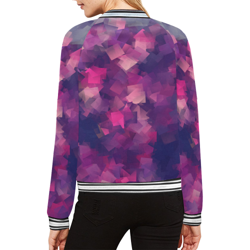 purple pink magenta cubism #modern All Over Print Bomber Jacket for Women (Model H21)