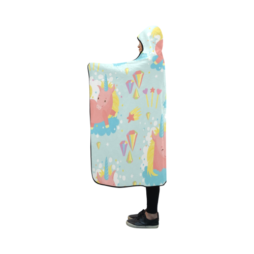 Unicorn And Rainbow Pattern Hooded Blanket 50''x40''