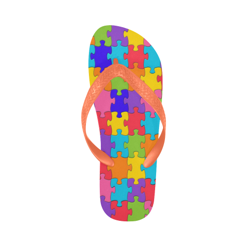 Rainbow Jigsaw Puzzle Flip Flops for Men/Women (Model 040)