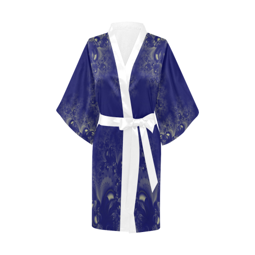Royal Blue Frost Fractal Abstract Kimono Robe