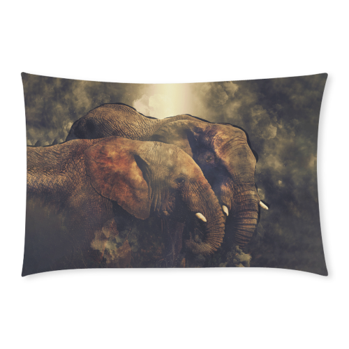 Pair of African Elephants in Cosmic Mystery Shroud 3-Piece Bedding Set